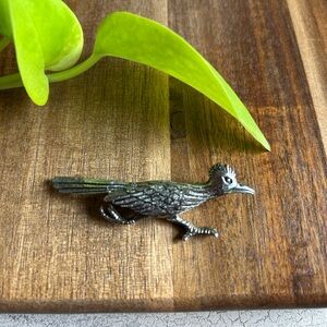 Silver Roadrunner Bird Brooch